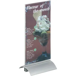 Durable Tischaufsteller Presenter (1/3 A4, Acryl/Aluminium) 1 Stück, transparent, 858719