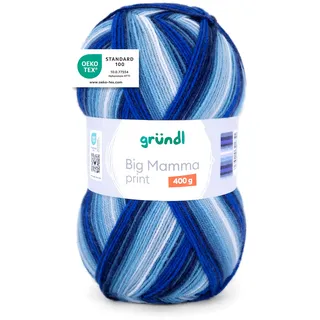 Gründl Wolle Big Mamma Print royalblau/jeans/himmelblau 400 g / 1040 m