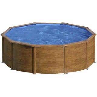 Gre Pool KITPR453W Sicilia - Aufstellpool aus Stahl, rund, mit Holzoptik. Abnehmbare Gartenpool. 460 x 120 cm