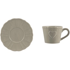 H&h set 6 tazze caff celine in stoneware con piatto grigio cc100