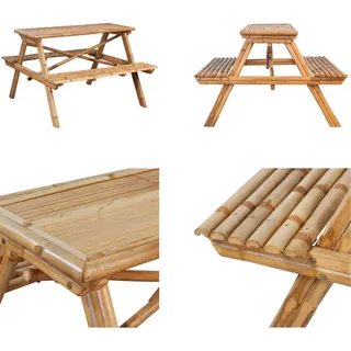 vidaXL Picknicktisch 115x115x81 cm Bambus - Picknicktisch - Picknicktische - Tisch Und Bank - Tische Und Bänke - Braun