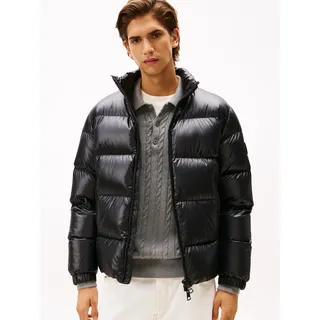 Steppjacke TOMMY HILFIGER "SHINY DOWN STAND PUFFER", Herren, Gr. L, schwarz, Web, Obermaterial: 100% Polyester, regular fit normal, elastischer Bund, Jacken Steppjacke, Winterjacke, Outdoorjacke, glänzende Oberfläche
