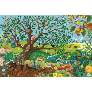Schmidt Spiele Schmidt 56573 - Tiere im Garten, Kinderpuzzle+Poster, 60 Teile