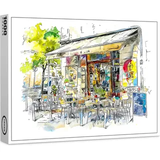 raxxa Premium-Puzzle "Watercolor Berlin Prenzlauer Berg Street Cafe", 1000 Teile