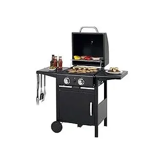tepro Gasgrill Mayfield 2 mit 2 hochwertigen, leistungsstarken Edelstahlbrennern, verchromten Grillrosten (Rost-in-Rost-System), großer Warmhaltefläche, integriertem Thermometer im Deckel und praktischen Seitenablagen, Maße ca. 112 x 58 x 100 cm