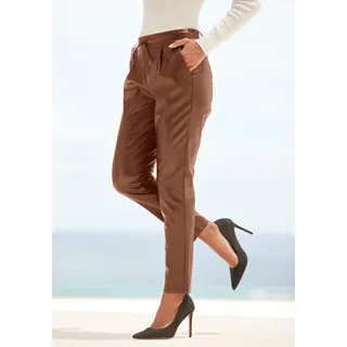 Schlupfhose LASCANA, Damen, Gr. 38, N-Gr, braun, Web, Obermaterial: 100% Polyester. Beschichtung: 100% Polyurethan, unifarben, figurumspielend knöchelfrei, Hosen Schlupfhose, aus Lederimitat, bequeme Stoffhose, elegant-chic
