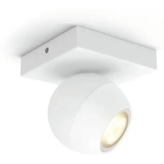 Philips Hue White ambience Buckram Einzelspot weiß + Dimmschalter, Intelligenter Einbaustrahler, Bluetooth/Zigbee, Weiß, LED, Metall, GU10