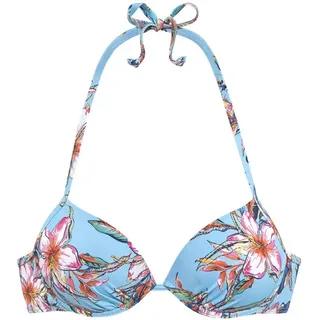 LASCANA Push-Up-Bikini-Top »Malia« mit tropischem Print, blau