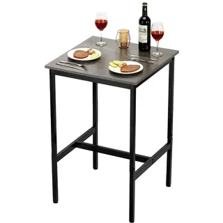 Vevor Bartisch Bistrotisch Kneipentisch mit Metallrahmen, kleiner Küchentisch Esstisch (610 x 610 x 914 mm), Ausstellungstisch für Wohnzimmerpartys Pubs Esszimmer Cafés, rustikales Braun & Schwarz