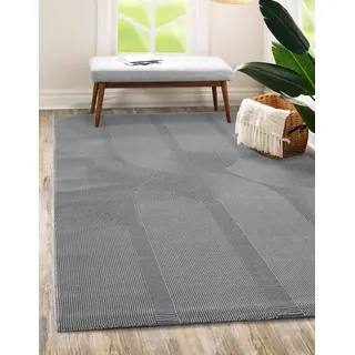 MERINOS Teppich »Sign 1904«, rechteckig, Hoch Tief Struktur, Geometrisch, 100% recyceltem Polyester, Wohnzimmer, grau
