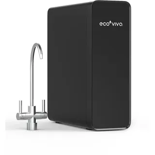 ecoviva Umkehrosmose-Wasserfiltersystem, 600GPD Umkehrosmoseanlage Trinkwasser, 8-Stufen-Filtration osmoseanlage, 2,5:1 Rein zu Abfluss Verhältnis, RO & Gefiltertes Wasser Optionen Schwarz