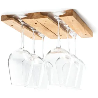 Fox Run Weinglashalter, montiert, Holz, 27,9 x 17,8 x 1,9 cm, Braun