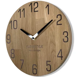 OEM FLEXISTYLE Wanduhr 30 cm 100% Eiche Holzoptik