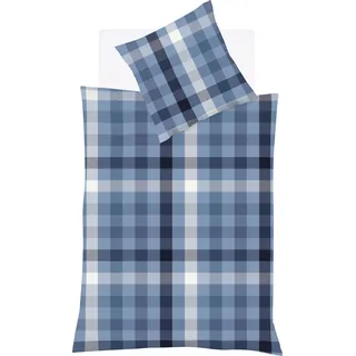 FLEURESSE Lech 3742 kariert Flanell Blau 135 x 200 cm + 2 x 80 x 80 cm
