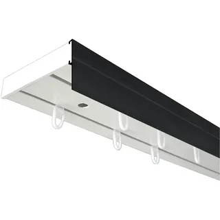 Gardinenschiene SN DECO GROUP "Vorhangschiene SH (1) mit Blende 5 cm" Gr. 11, schwarz-weiß (weiß, schwarz), L:510cm T:7,7cm, Kunststoff, Gardinenstangen, Gardinenschiene