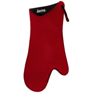 Spring GRIPS Ofenhandschuhe Hitzebeständig | Neopren | -40° bis 250°C | rutschfest | universelle Größe, 5x17,2x18,8cm | Rot | Topfhandschuhe Set | lang