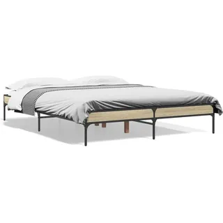 vidaXL Bettgestell Sonoma-Eiche 160x200 cm Holzwerkstoff und Metall - Braun