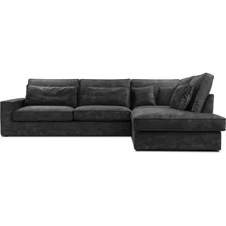FEDVE Sofa Big Sofa Ecksofa Monica mini L- Form Funktionssofa Wohnlandschaft Design Couch Rechts - Dunkelgrau