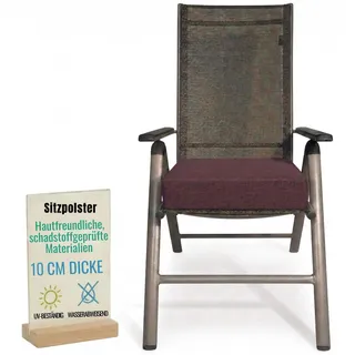 Pillows24 - Ergonomisches Sitzkissen Outdoor - 1x [ 40x40x10 cm ] in Pflaume - Waschbar Sitzerhöhung mit Reißverschluss für Gartenmöbel Stuhl - Violett