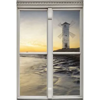 Queence »Leuchtturm« Wandsticker, Wandbild, selbstklebend, 3D, Fenster,