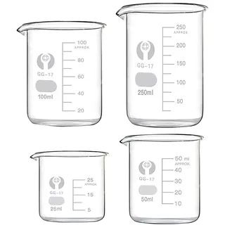 Becherglas 250ml 100ml 50ml 25ml Messbecher Borosilikatglas Glasbecher für Labor