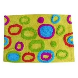 MSV Badmatte Bunte Kreisen 60x40cm aus Baumwolle in Gelb, Mehrfarbig, 60 x 40 x 15 cm, 40 x 60 cm (Rechteckig)