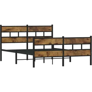 vidaXL Metallbett ohne Matratze Räuchereiche 140x190 cm - Braun