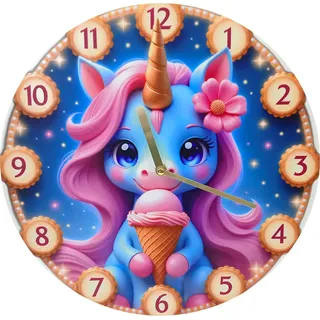 Wanduhr 30 cm – Einhorn mit Eiscreme