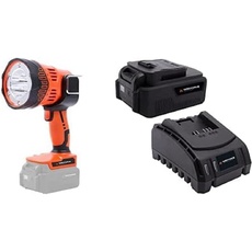 Yard Force 20V Akku-Lampe für Arbeitsbeleuchtung mit LED Leuchtmittel, 5 Einstellungen, Max. 1500 LM Leuchtstärke, beweglich Kopf, mit 20V / 4,0 Ah Akku & Ladegerät