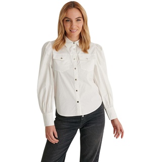 NA-KD Damen Puff Sleeve Shirt Hemd, weiß, 44 EU