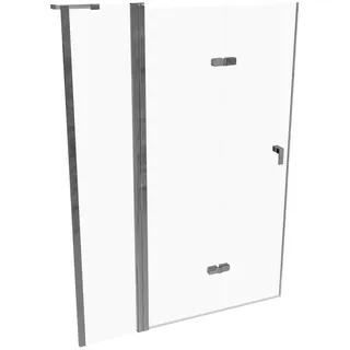 HÜPPE Design pure Schwingfalttür, mit festem Segment, linksseitige Befestigung, Breite 1400mm, Höhe 1900mm, 8P7002092322, Duschkabine: Profilfarbe silber hochglanz Glas ESG klar mit ANTI-PLAQUE