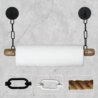 DEKAZIA® Küchenrollenhalter Holz | Küchenrollenhalter ohne Bohren Küchenrollenhalter Wand Küchenpapierhalter Halter Küchenrolle Papierrollenhalter Kuchenrollenhalterung Wandrollenhalter Mango schwarz - Braun