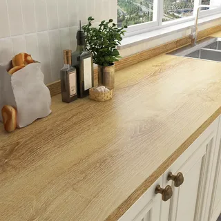 Yenhome Folie Holzoptik Braun Selbstklebende Küche 40x300cm Möbelfolie Holzoptik Selbstklebende Eiche Natur Holz Folie für Möbel Klebefolie für Tisch Schreibtisch Küchenschrank Wasserdicht