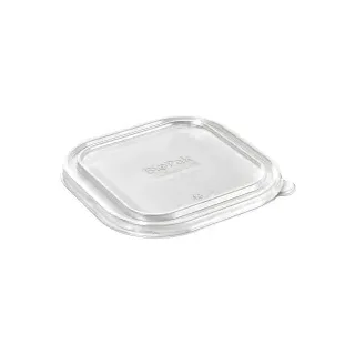 DUNI BioPak Deckel für Box Brick transparent, large , Kunststoffdeckel aus 100% recyceltem Material, 1 Karton = 8 x 40 Stück,1200 ml
