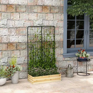 Outsunny Hochbeet mit Rankhilfe 145 x 38 x 80 cm Braun