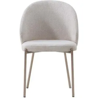 Stilvoller Weißer Esszimmerstuhl Gepolsterter Sessel Edelstahl Essbereich - Weiß