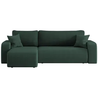 kaiser möbel Ecksofa mit schlaffunktion und bettkasten, Eckcouch Milano L stoff Dicker Cord Grün Links - Grün
