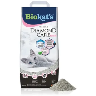 Biokat's Diamond Care Fresh Katzenstreu mit Babypuder-Duft - Feine Klumpstreu aus Bentonit mit Aktivkohle und Aloe Vera - 1 Sack (1 x 10 L)