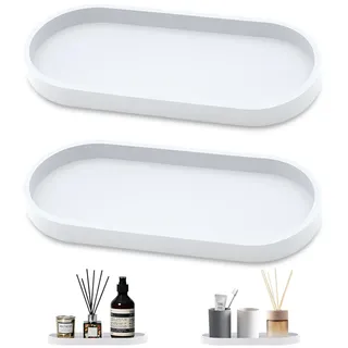 HMCEY 2 Stück Silikon Ablageschale 25X11X2 cm,Badezimmer Tablett Schwarz,Tablet Deko Tisch,Dekoratives Tablett Seifenspender,Dekoteller,Dekoplatte Lang,Kerzenteller,Schmucktablett Klein,Bathroom Tray
