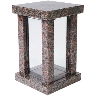 Grab-Lampe Granit Bohus Red Friedhof-Leuchte Grab-Schmuck Handgefertigt Modern