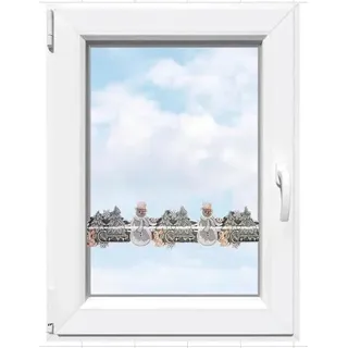 Stickereien Plauen Scheibengardine »Winter« Stangendurchzug 1 Stk. tlg. Fensterdekoration "Winter", bunt