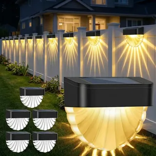Forlivese Solarlampen für Außen Wand Garten 6 Stück, 2 Lichtmodi (RGB + Warmweiß) Zaun Beleuchtung, IP65 Wasserfest Wandleuchte Aussen, Solar Zaunleuchten für Garten Dekoration, Treppe, Wege