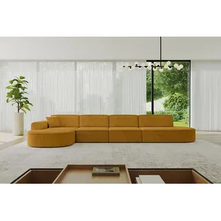 altdecor Ecksofa Cord 2-Sitzer Senfgelb