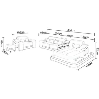 Designer Sofa Ecksofa L Form Sessel Sitzpolster Polster Wohnlandschaft Ledersofa - Orange