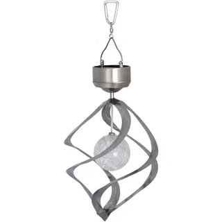 Best Season LED-Solar-Windspiel "Wind Mill" silber 1 cool white LED, Solarpanel, Akku, outdoor, 477-51 - Silber