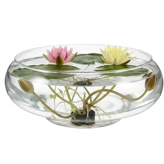 Betta Tank Glas-Pflanzgefäß, Terrarium, Sukkulenten, Pflanzgefäß, Luftpflanze, Hydrokultur-Display, schwimmende Kerzen, dekorativer Tafelaufsatz, Blumenbehälter, Heimdekoration, S, runde Fischschale
