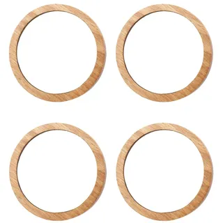 Lurrose 4pcs Runden Spiegel aus Holz Taschenspiegel Kleinen Kompakten Spiegel für Geldbörsen (7.5 cm)