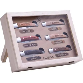 Laguiole Messer-Set 6tlg. klappbar mit Holzgriff - Braun