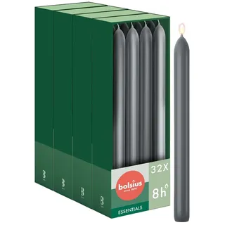 Bolsius Essentials – Glatte Spitzkerzen - Antrazit - 23 cm - 32 Stück - Dekorative Kerzen – Ohne Palmöl