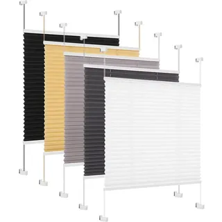 Eurohome Plissee Weiß 65x100cm klemmfix ohne Bohren Easyfix für Fenster und Türen